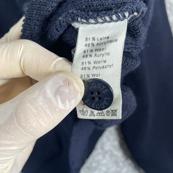 Vintage Chemise Lacoste Cardigan Sweater Men’s Size 6 (XL) Navy Blue Wool Golf - Picture 4 of 8